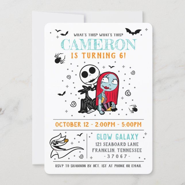 a halloween party ticket card with a cartoon character on it