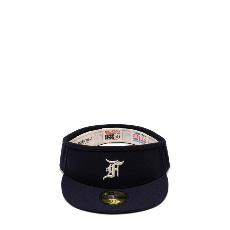 New Era Headwear X FEAR OF GOD 59FIFTY FITTED VISOR Navy Fitted Hat With Flat Brim For Baseball Season, Navy Flat Bill Hat For Baseball Season, Navy Fitted Hat For Baseball Season Streetwear, Navy Fitted Hat With Curved Brim For Streetwear, Navy Flat Brim Fitted Hat For Baseball Season, Navy Curved Brim Fitted Hat For Streetwear, Navy Baseball Cap With Flat Bill For Streetwear, Navy Fitted Baseball Cap For Fan Gear, Adjustable Navy Fitted Hat With Visor