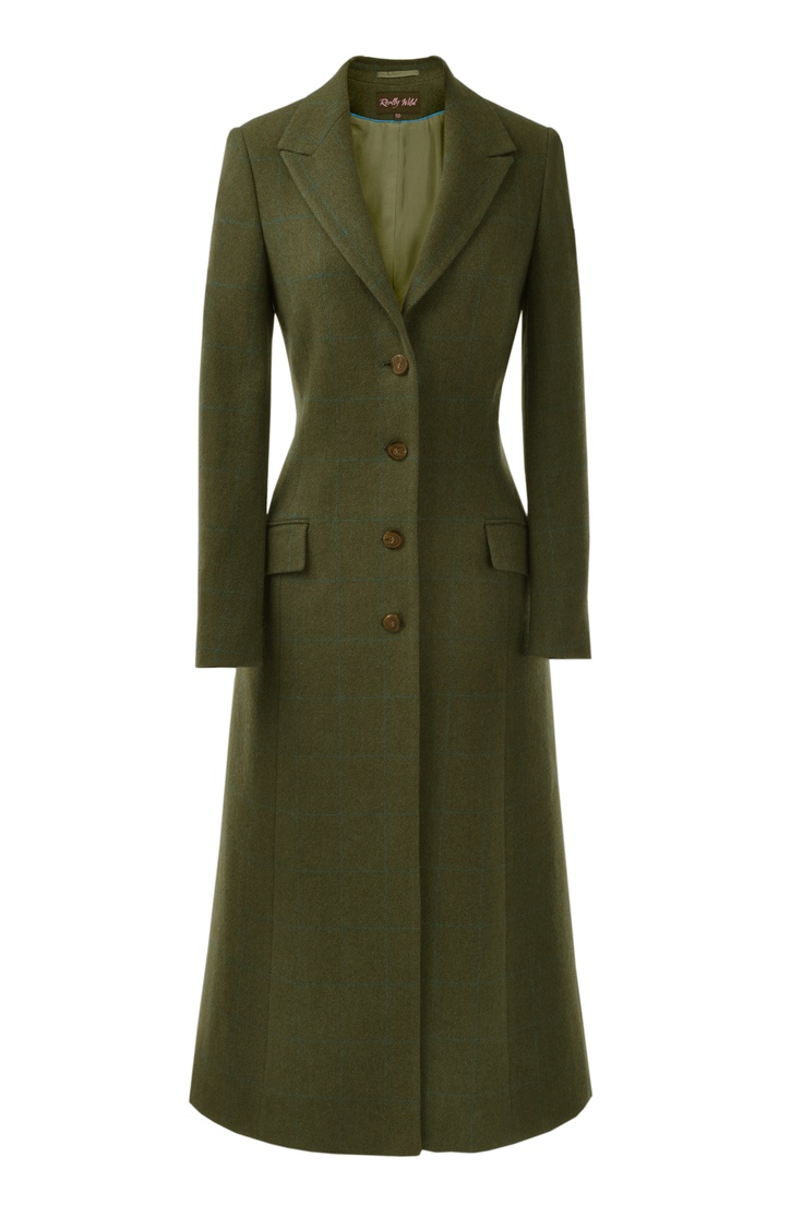 Long Tweed Coat, Tweed Clothing, Dark Green Coat, Womens Tweed Jacket, Green Tweed, Mode Abaya, Ladies Wear, Country Fashion, Royal Outfits