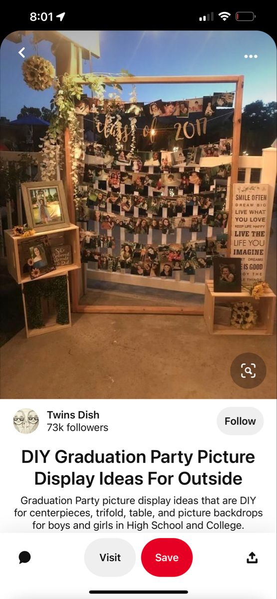 an instagramted photo with the words diy graduation party picture display ideas for outside