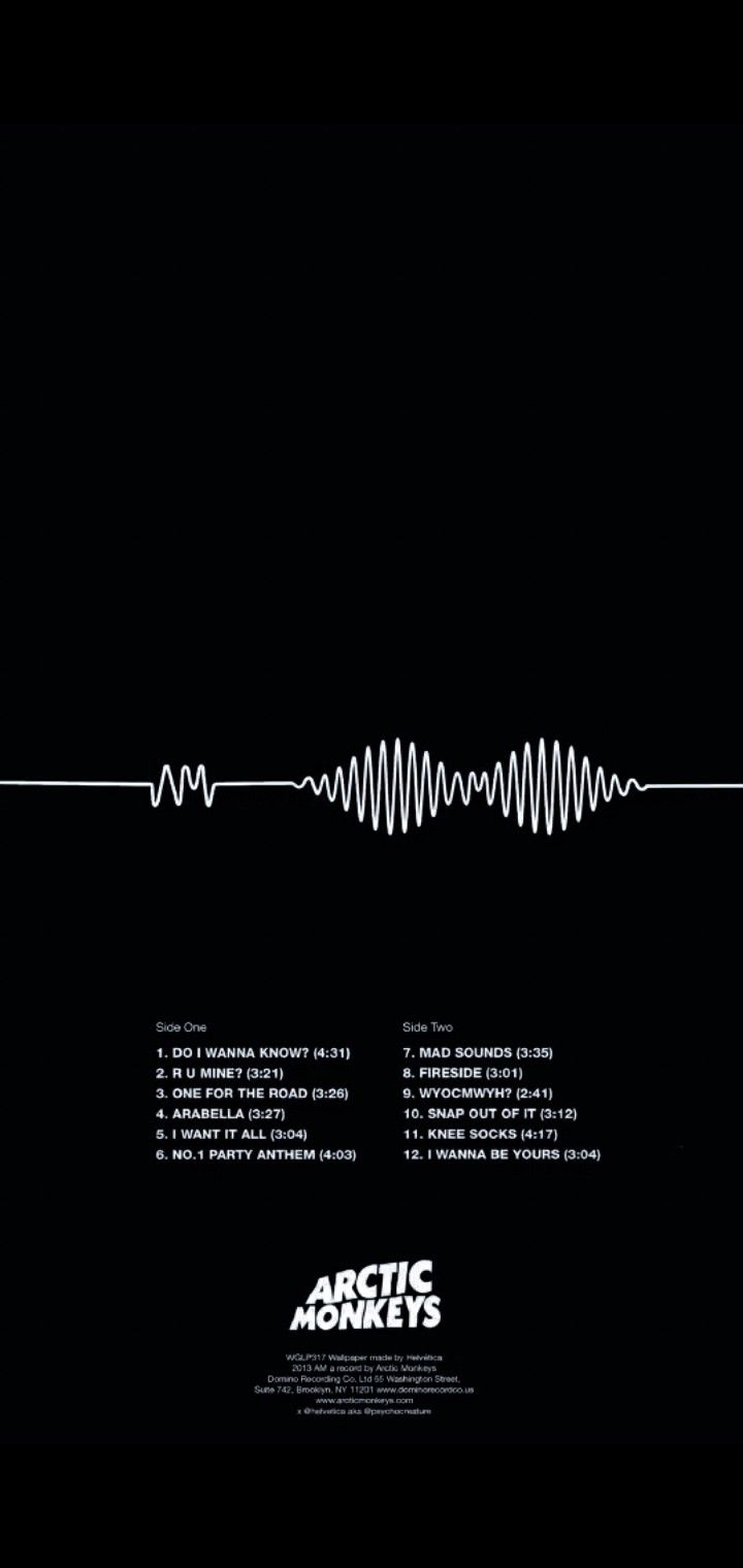 an advertisement for arctic monkeys with sound waves