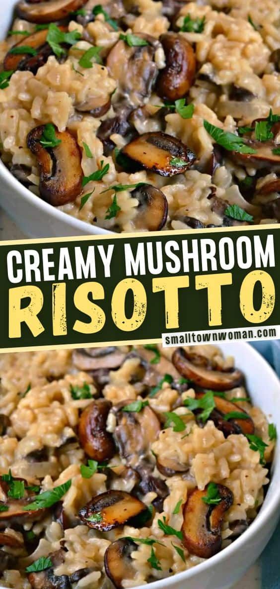 this creamy mushroom risotto is an easy and delicious side dish for any meal