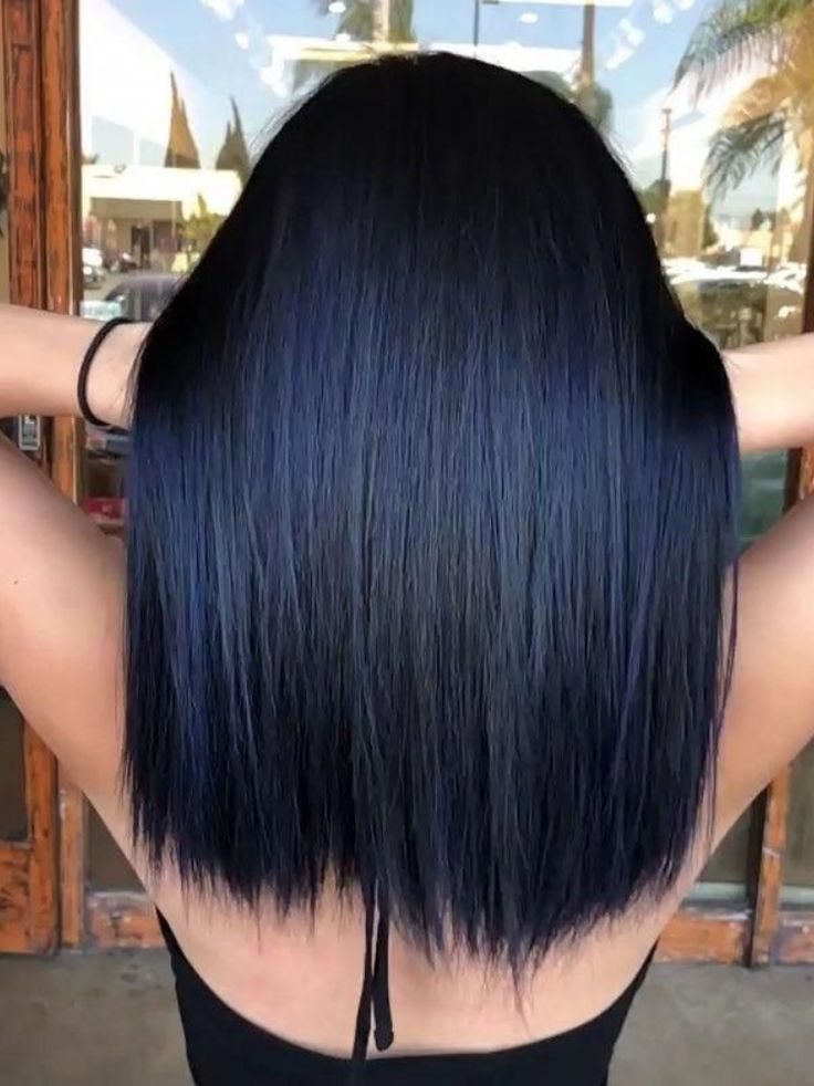 Blue On Black Hair, Black Blue Hair, Midnight Blue Hair, Guytang Mydentity, Blue Black Hair Color, Blue Black Hair, Blue Ombre Hair, Dark Blue Hair, Black Hair Dye