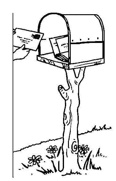 a tree with a mailbox attached to it and a person reaching up into the trunk