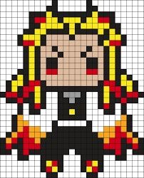 Chibi Genshin, Anime Pixel, Hamma Beads, Easy Pixel Art, Pixel Art Templates, 8bit Art, Pixel Drawing, Images Kawaii, Diy Perler Bead Crafts