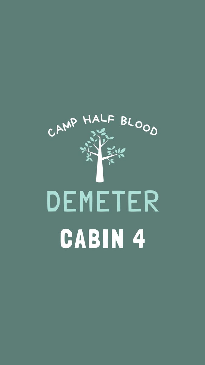 the logo for camp half blood demeter cabin 4, which features a tree and leaves