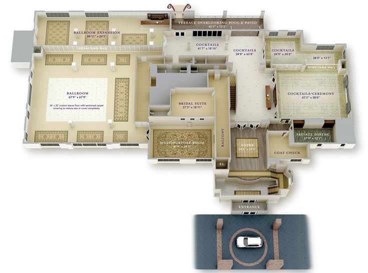 the floor plan for a two bedroom apartment with an attached bathroom and separate living room