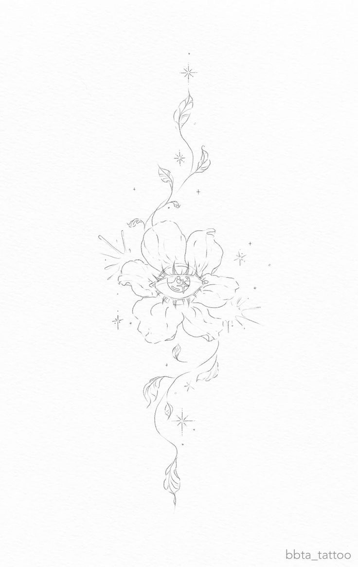 a drawing of a flower with stars on it's side and the petals are drawn in