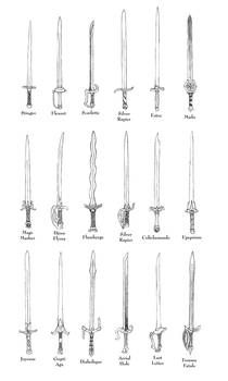 the different types and sizes of swords in medieval times, from an old book by person