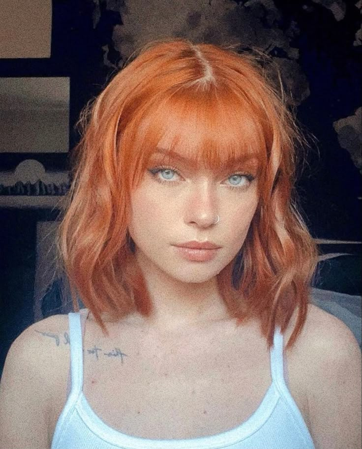 Short Copper Hair, Red Hair With Bangs, Short Red Hair, Red Hair Inspo, Red Haired Beauty, Ginger Hair Color, Short Hair With Bangs, Orange Hair, Hair Inspo Color