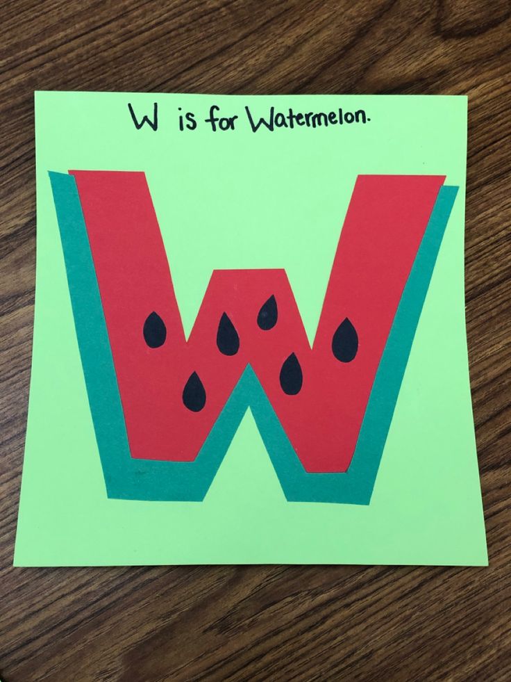 a piece of paper with the letter w is for watermelon