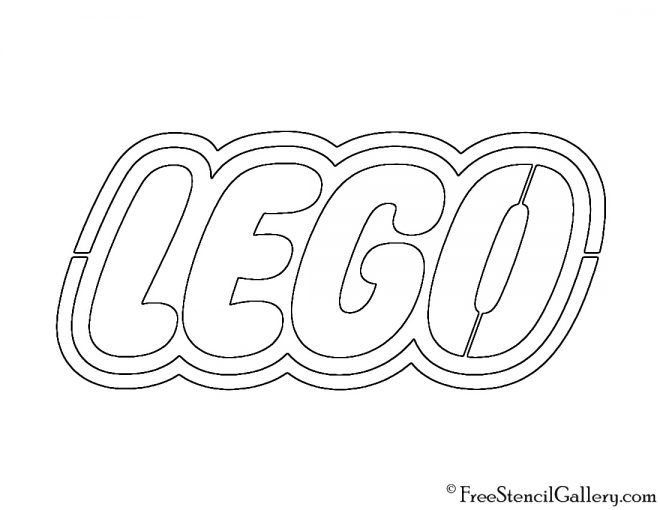 the word lego is outlined in black and white