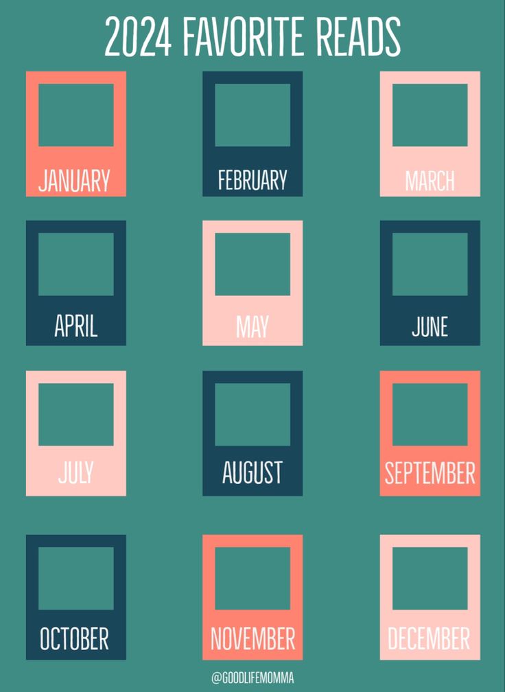 a poster with the dates for favorite reads in different colors and font on green background