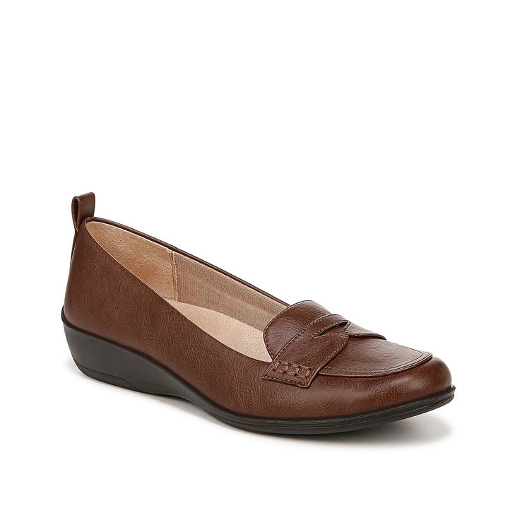 LifeStride-Ivonne Loafer Show off simple sophistication in the Ivonne loafers from StrideRite. This versatile pair features tailored touches that will polish up your professional looks. Complete with a moc toe, a bit accent, and a cut-away lip to add some extra special details to your ensemble. Slip-on Oxfords With Ortholite Insole For Work, Workwear Slip-on Loafers With Ortholite Insole, Spring Workwear Loafers With Arch Support, Flat Heel Loafers With Arch Support For Work, Elegant Brown Slip-ons For Workwear, Elegant Brown Slip-ons For Work, Workwear Flat Heel Loafers With Arch Support, Ortholite Insole Loafers With Round Toe For Work, Ortholite Insole Round Toe Loafers For Work