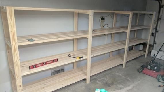 the shelves are being built and ready to be installed in the garage or office area