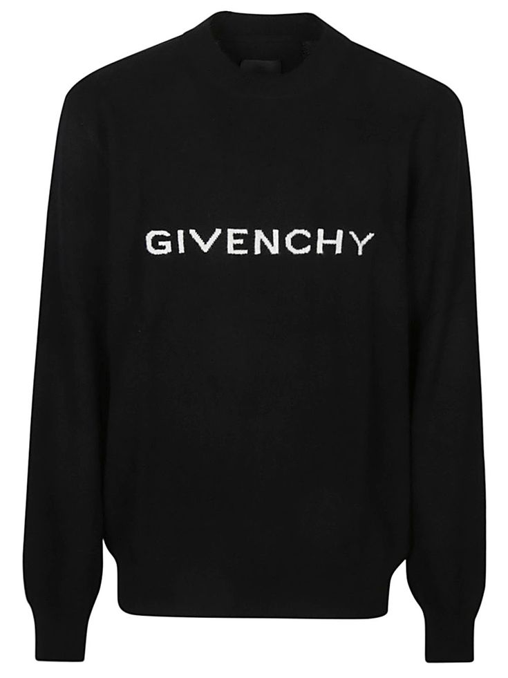 Black sweatshirt by GIVENCHY characterized by front logo embroidery, long sleeves and crew neck. This item is in size XL and the color is Designer Logo Print Sweater For Fall, Luxury Crew Neck Tops For Winter, Designer Fall Sweater With Logo Print, Classic Crew Tops With Embroidered Logo, Classic Winter Tops With Logo, Classic Long Sleeve Tops With Logo, Luxury Logo Print Tops For Fall, Luxury Crew Neck Sweatshirt For Winter, Designer Sweatshirt With Logo For Winter