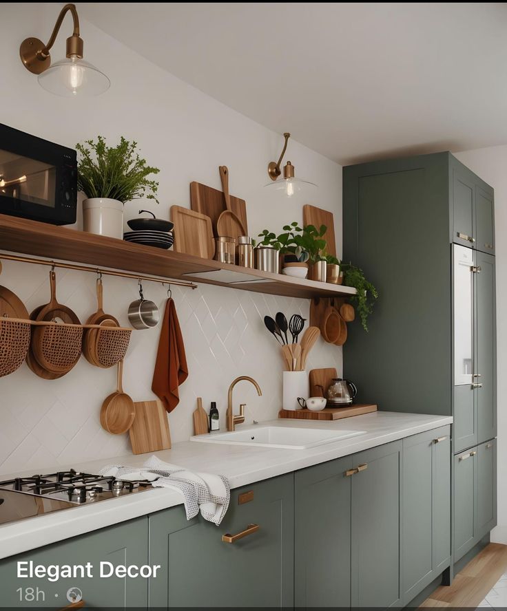 the kitchen is clean and ready for us to use as an appliance or storage space