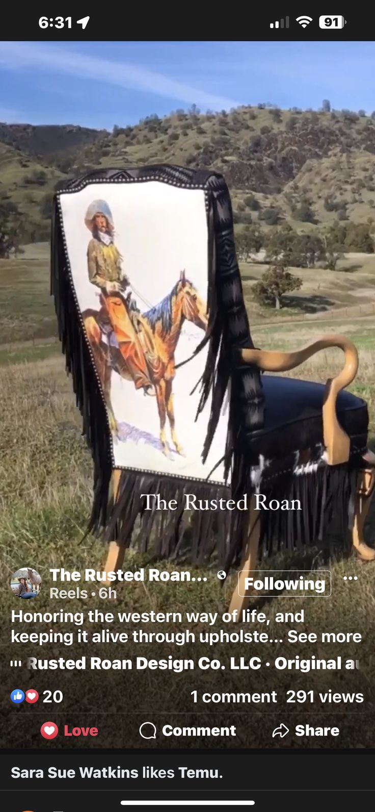 an image of a chair with a cowboy on the back and fringes around it