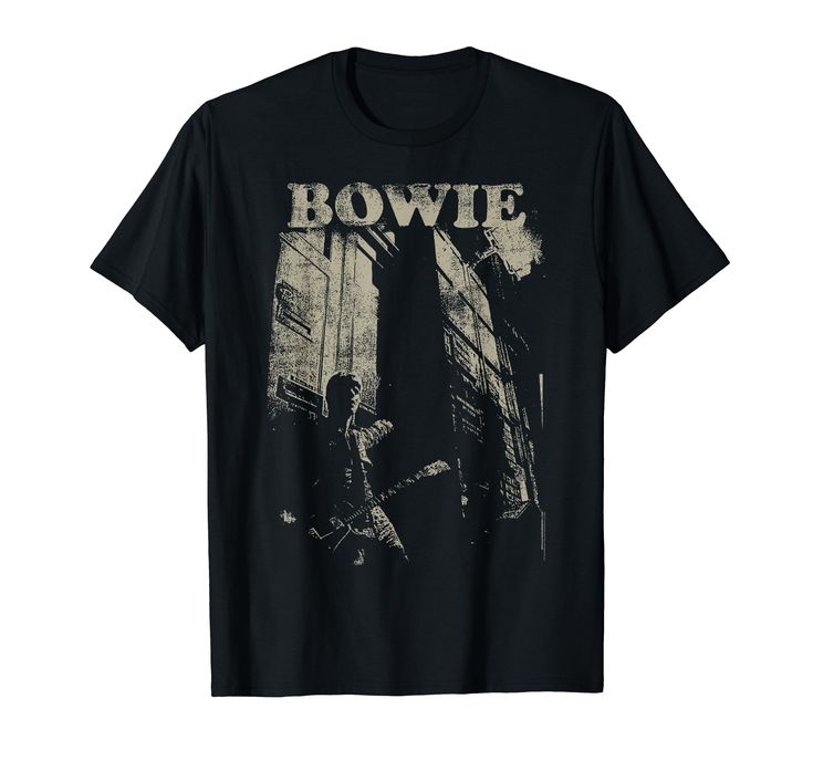 a black t - shirt with the words bowe on it and an image of a man