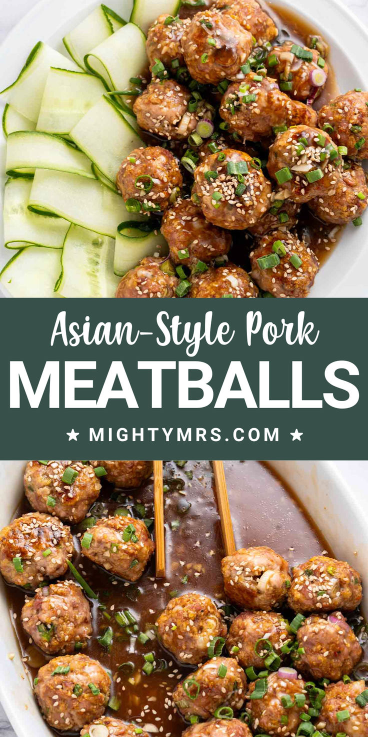 Asian-style homemade pork meatballs are seasoned with ginger and coated in a thick ginger-mirin glaze that's both salty and sweet. Pair with rice and a veggie for an easy healthy dinner or meal-prep lunch. This dish is anything, but boring. Amazing flavor and texture in every bite! Asian Style Meatballs, Meatball Bowl, Asian Pork Meatballs, Pork Meatball, Traditional Asian Dish, Ground Pork Recipes, Asian Pork, Prep Lunch, Pork Meatballs