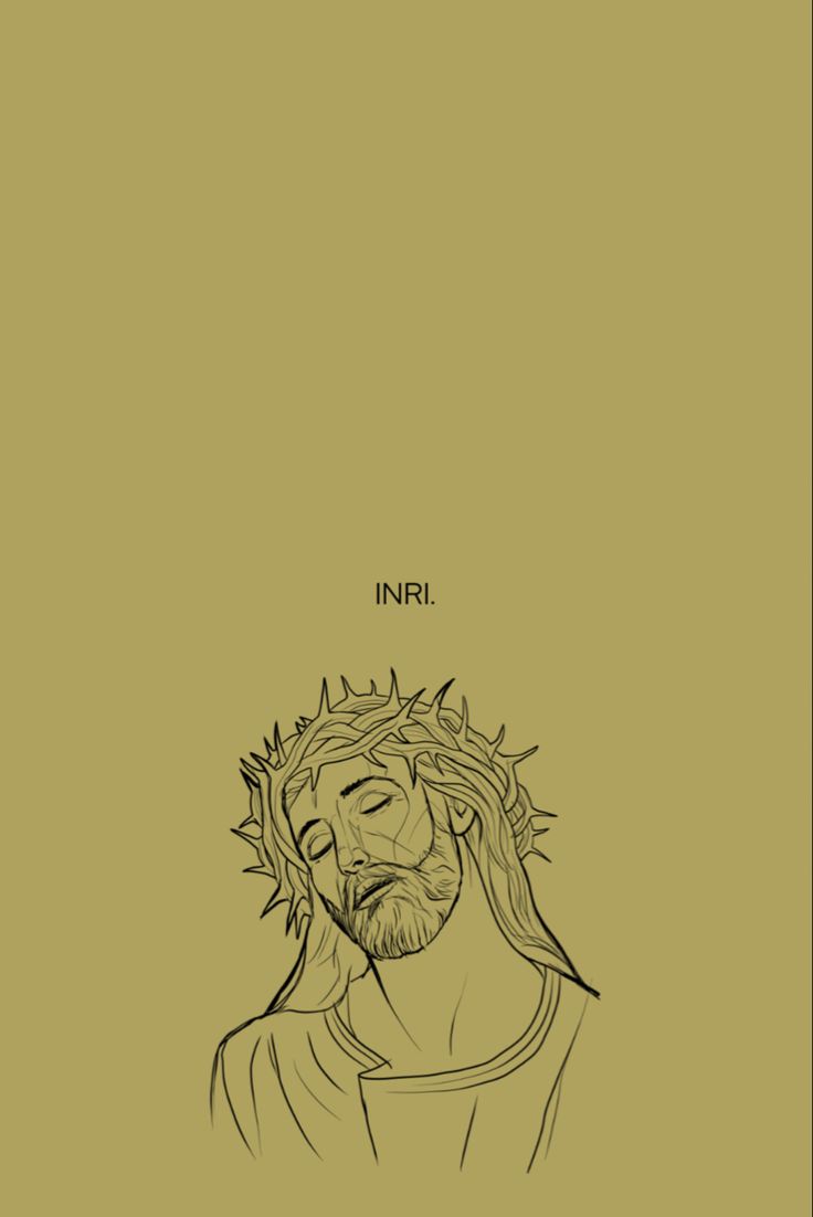 a drawing of jesus with the words inri on it's forehead and head