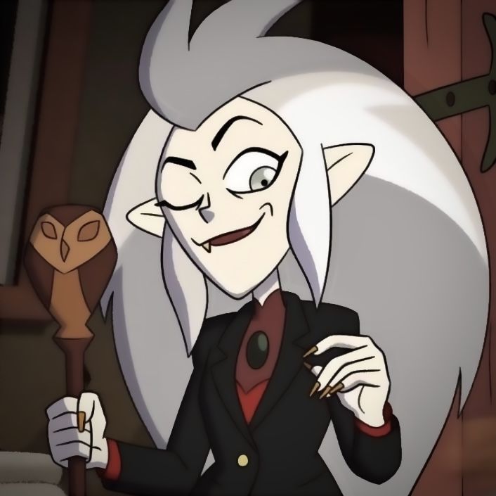 an animated image of a woman with white hair holding a key in her right hand