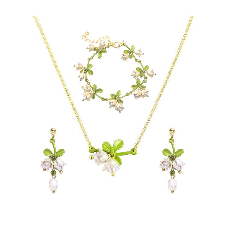 PRICES MAY VARY. ⚘[Package Include] One order comes with one green necklace, one flower bracelet and a pair of dangling green earrings. Cute and refreshing. All in lily of the valley style with gold chains. Super perfect for spring and summer balls. You can also wear them separately in daily life to go with any of your outfits. ⚘[Premium Material] The green jewelry set is made of high quality alloy and faux pearls. And the dangle earrings’ needles are made of silver plated cooper. All the lilies Gold Prom Jewelry, Rose Gold Prom, Hot Pink Jewelry, Prom Jewelry Sets, Gold Jewelry Prom, Red Flower Necklace, Flower Necklaces, Gold Prom, Hot Pink Flowers