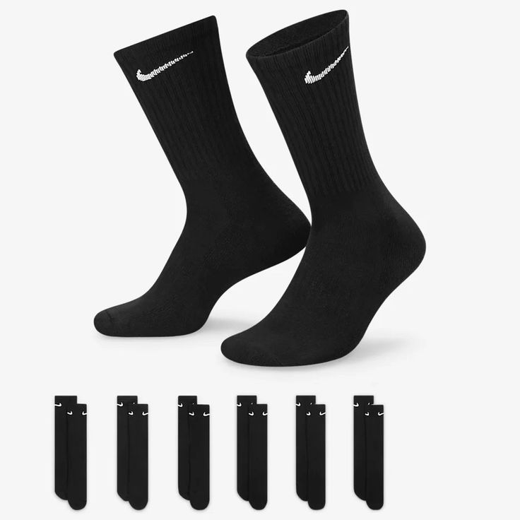 Nike Everyday Cushioned Training Black Crew Socks 6 Pairs Size Small Brand New Youth 3y-5y Women 4-6 Nike Skateboarding, Foot Exercises, Wrestling Shoes, Nike Socks, Nike Blazers Mid, Black Socks, Athletic Socks, Nike Blazer, Nike Store