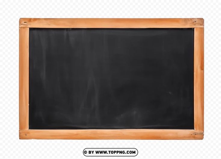 an empty blackboard with wooden frame on transparent background