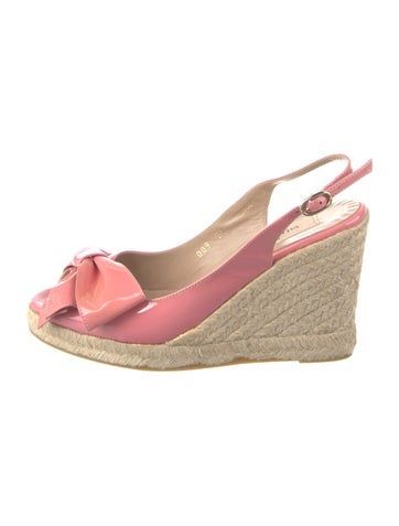 Valentino Patent Leather EspadrillesPinkBow Accents & Jute TrimCrossover Straps & Buckle Closure at Ankles Chic Pink Wedge Heel Espadrilles, Pink Closed Toe Espadrilles For Spring, Pink Flat Espadrilles For The Beach, Chic Pink Espadrilles For Spring, Casual Pink Open Toe Espadrilles, Pink Slip-on Espadrilles For Summer, Pink Round Toe Espadrilles For Spring, Pink Round Toe Espadrilles For Beach, Chic Pink Closed Toe Espadrilles