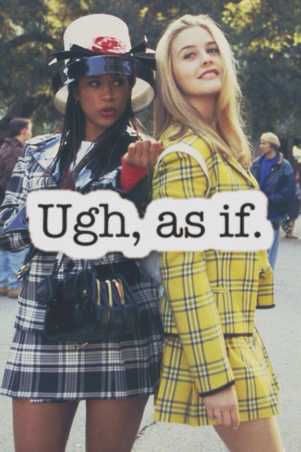 two young women dressed in plaid outfits with the words ugh as if