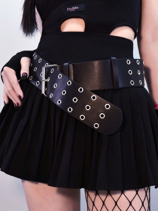 Elevate your cyberpunk style with our gothic cyberpunk black PU waist belt. Made from high-quality PU material, this belt features a sleek black design that adds a touch of edginess to any outfit. The adjustable buckle closure ensures a comfortable and secure fit, while the waist-cinching design accentuates your silhouette. Perfect for adding a bold statement to your gothic or cyberpunk-inspired looks.   Please note that this product includes only the waist belt. Garment Size SizeFree SizeFull L Black Punk Belt With Rivets, Edgy Black Belt Buckles, Edgy Black Belt Buckle With Removable Belt, Black Punk Corset Belt, Punk Black Corset Belt For Halloween, Black Punk Corset Belt With Belt Loops, Halloween Edgy Corset Belt For Alternative Fashion, Punk Style Black Corset Belt With Included Belt, Edgy Halloween Corset Belt For Alternative Fashion