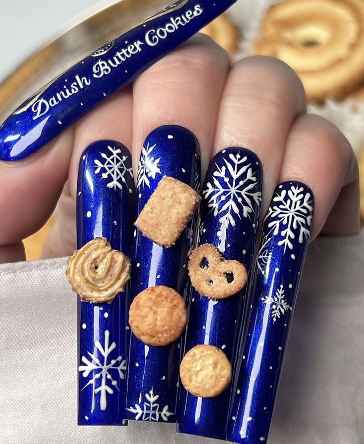 Cookie Nails, Lemon Freeze, Nail Charms Jewelry, Danish Butter Cookies, Acrylic Diy, 3d Nail Art Designs, Nail Charm, Dope Nail Designs, Unique Acrylic Nails