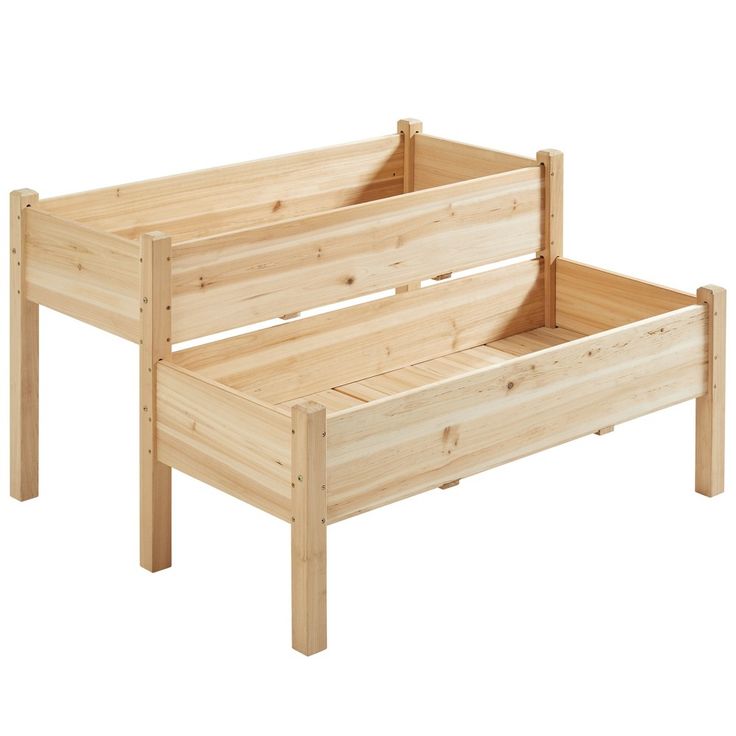 a wooden bed frame with two drawers on each side