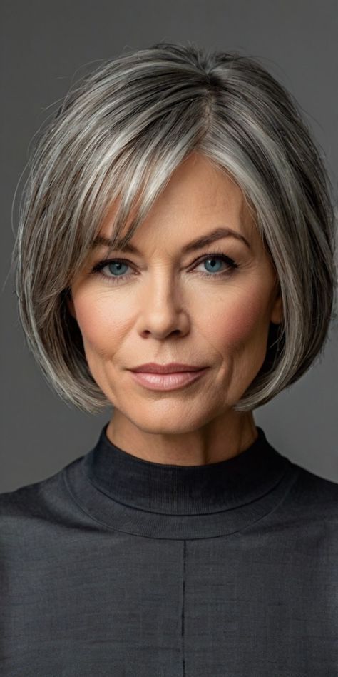 Haircuts For Medium Length Hair, Short Silver Hair, Haircuts For Women Over 50, Chin Length Hair, Gorgeous Hairstyles, Bob Haircut For Fine Hair, Short Hair Trends, Timeless Looks, Blending Gray Hair