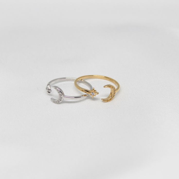 Starburst Ring - Crescent Moon Ring - Moon and Star Ring - Gold Open Moon Ring Dainty gold ring crescent and star with cubic zirconia. Minimalist style and star theme perfectly emphasize your image. The ring is made of 925 sterling silver and plated with 24k gold. What is Gold Vermeil Gold Vermeil - is genuine .925 sterling silver that has been expertly plated with a thick layer of 14k-24k gold. Advantages Gold Vermeil: * Base of high-quality sterling silver * A thick gold layer of at least 10k Dainty Gold Moon Phase Rings, Dainty Gold Rings With Moon Phase, Celestial Gold Crescent Rings, Celestial Crescent Gold Rings, Gold Celestial Moon Ring, Celestial Gold Sterling Silver Rings, Celestial Gold Rings In Sterling Silver, Adjustable Moon Shaped Celestial Rings, Adjustable Moon-shaped Celestial Rings