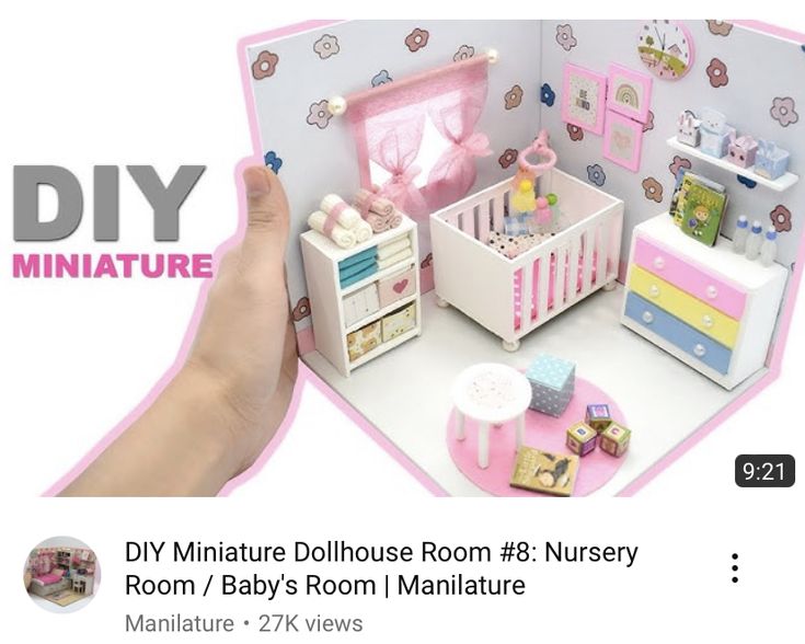 a doll house with furniture and accessories in the shape of a baby's room