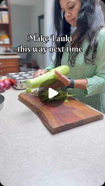 a woman cutting up vegetables on top of a wooden cutting board with words above it