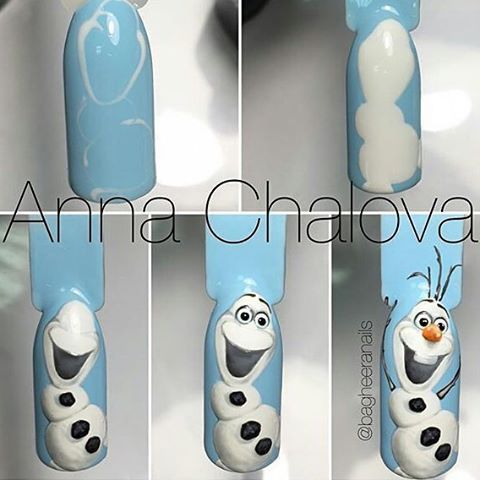 Nails Snowman, Olaf Nails, Nails Design Christmas, Frozen Nails, Unghie Nail Art, Nagel Tips, Nail Art Disney, Super Nails, Disney Nails