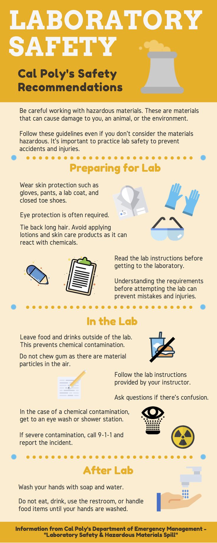 an info sheet describing how to use laboratory safety