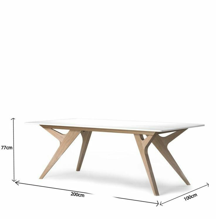 the table is shown with measurements for it