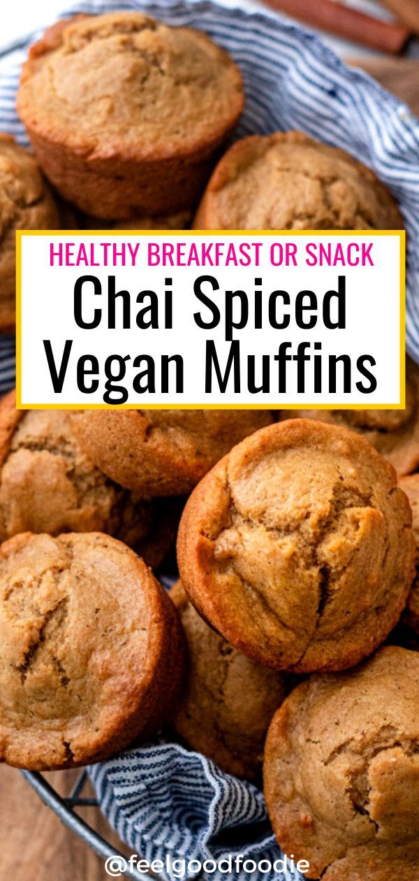 healthy breakfast or snack chai spiced vegan muffins on a plate