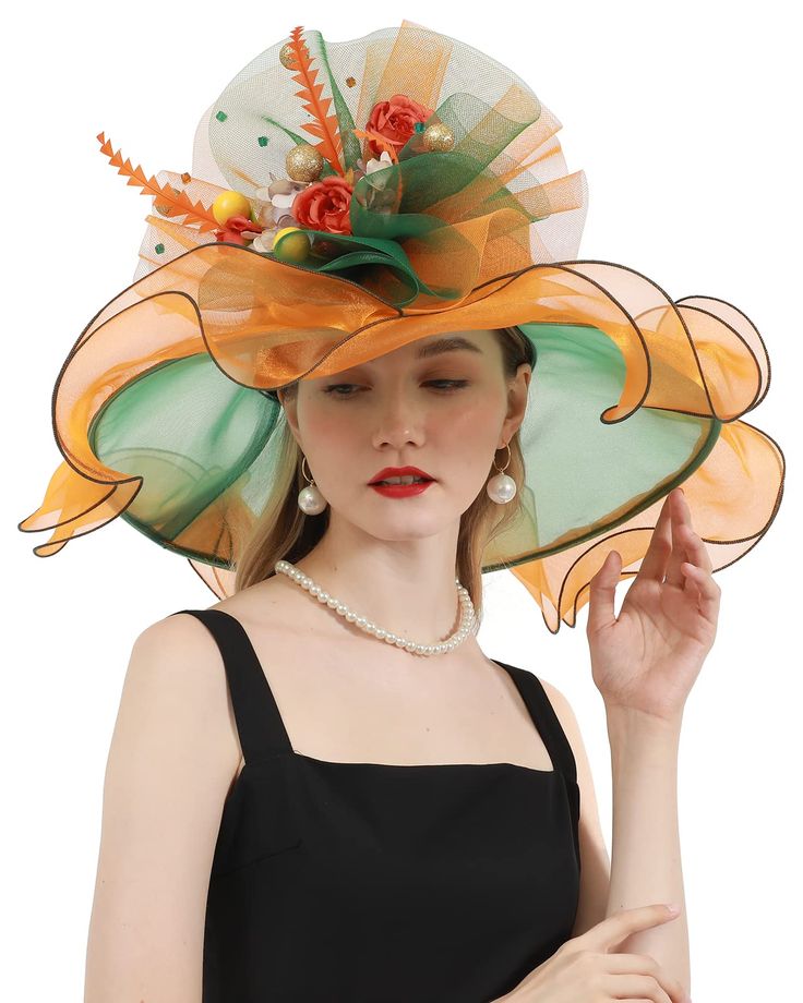 PRICES MAY VARY. Material: Organza and polyester. Size: One size fits most. Head Circumference: 22.5-22.6"/56-58cm. Design: An elegant derby hat with classic timeless design, its minimalist style completes your every formal look. Wide brim will protect you from blinding sunlight. Feature: This charming organza tea party hat is the perfect decoration for a casual royal look for its simplicity. You can also decorate it with anything you prefer and create a unique hat that represents your personali Wedding Fancy, Flower Tulle, Wedding Tea Party, Horse Wedding, Derby Hats Fascinators, Bridal Fascinator, Bridal Shower Flowers, Church Hat, Flower Fascinator