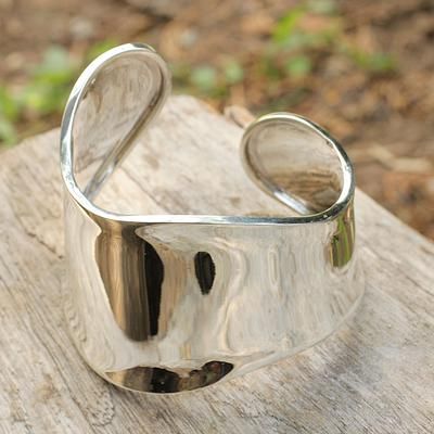 Sterling silver cuff bracelet, 'Graceful' - Sterling Silver Cuff Bracelet Silver Necklace Designs, Clothing Pieces, Silver Jewels, Sterling Silver Cuff Bracelet, Mens Silver Rings, Christmas 2024, Bracelet Collection, Sterling Silver Cuff, Silver Drop Earrings