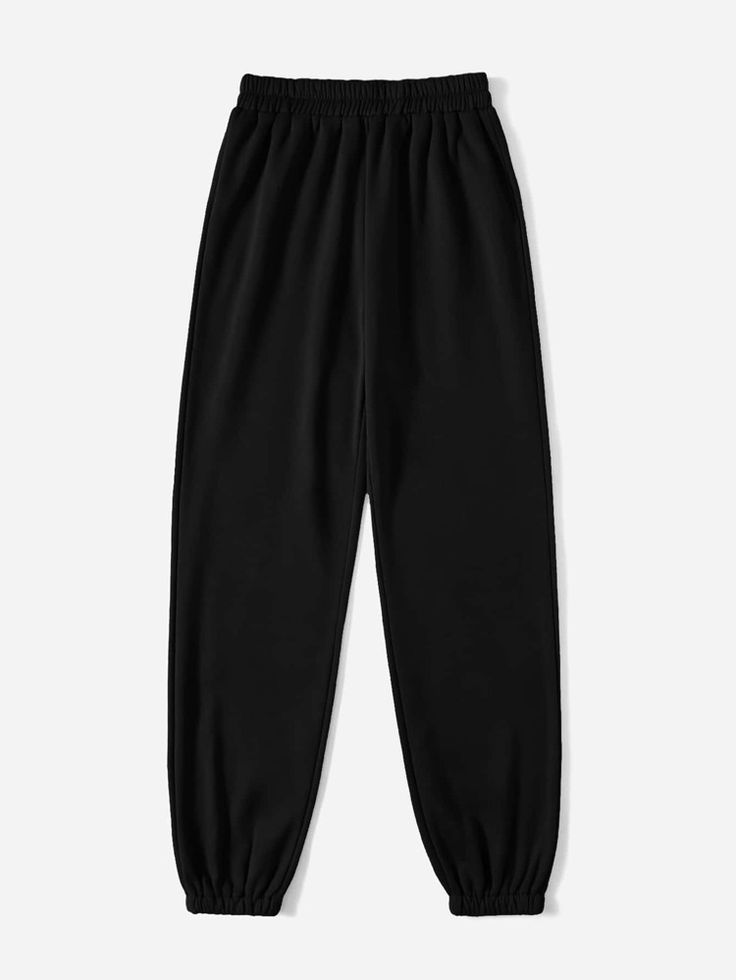 Black Sweatpants Outfit, Sweatpants Shein, Women Sweatpants, Black Tracksuit, Cute Sweatpants, Black Sweats, Sweatpants Outfit, Black Sweatpants, Black Joggers