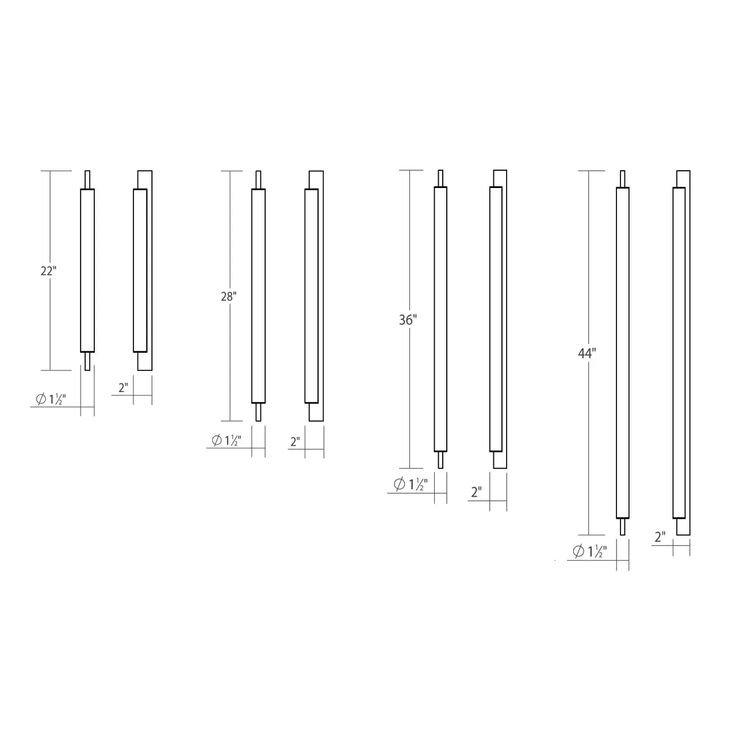 the drawing shows three different sizes of rods