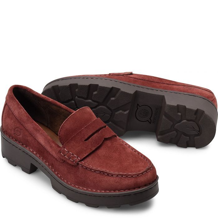 Brown Lug Sole Loafers For Fall, Brown Loafers With Lug Sole For Fall, Fall Vibram Sole Slip-on Loafers, Platform Loafers With Vibram Sole For Fall, Fall Loafers With Vibram Sole And Round Toe, Fall Suede Lined Moc Toe Loafers, Suede Moc Toe Loafers For Fall, Fall Suede Moc Toe Loafers, Brown Moccasins With Lug Sole And Round Toe