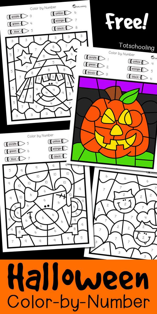 halloween color by number worksheets for kids