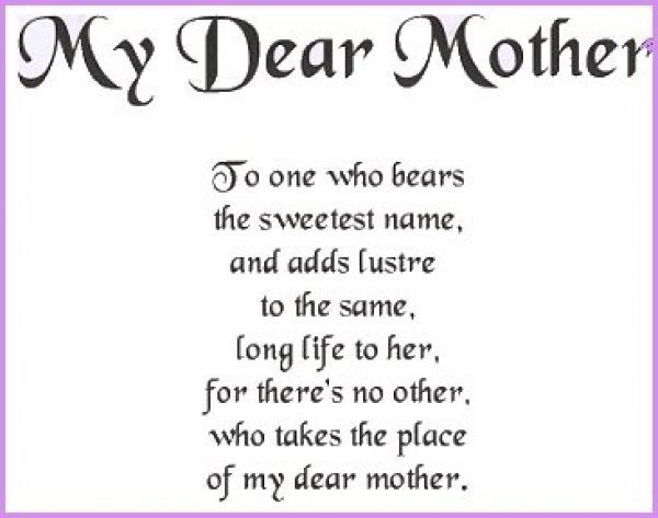 a poem written in black and white with the words, my dear mother