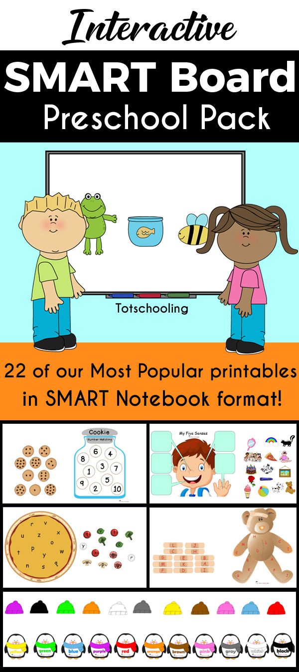 the smart board preschool pack includes activities to help students learn how to write and read